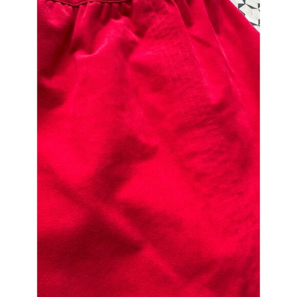 Vintage Red Ultrasuede Skirt Elastic Waist Knee-Length A-Line Side Slit Womens - Picture 2 of 5